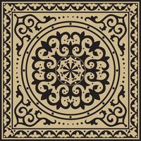 golden with black Square Kazakh national ornament. Ethnic pattern of the peoples of the Great Steppe, .Mongols, Kyrgyz, Kalmyks, Buryats vector