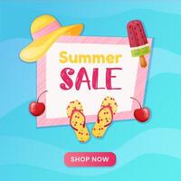 Summer sale social media post, banner concept. Holiday discount offer card vector