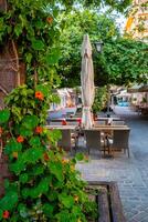 Scenic picturesque streets of Chania venetian town. Chania, Creete, Greece photo