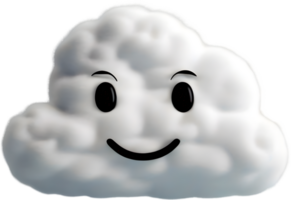 A fluffy cloud shaped like a face. AI-generated. png