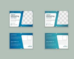 Modern business and corporate postcard design template for marketing agency vector