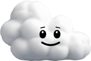 A fluffy cloud shaped like a face. AI-generated. png