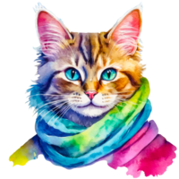 acuarela pintura de un gato con azul ojos png