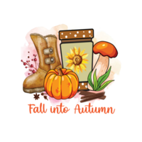 Fall into autumn pumpkin coffee mushroom Watercolor png