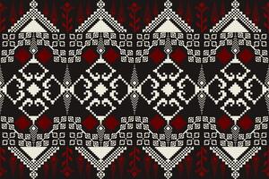 Pixel pattern ethnic oriental traditional. design fabric pattern textile African Indonesian Indian seamless Aztec style abstract illustration for print clothing vector