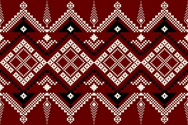 Pixel pattern ethnic oriental traditional. design fabric pattern textile African Indonesian Indian seamless Aztec style abstract illustration for print clothing