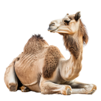 A camel resting in a lying position on a pure background, a animal Camel sitting on transparent background png