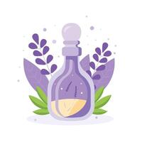 lavanda esencial aceite, ilustración en blanco antecedentes vector