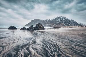 Beach of fjord in Norway photo