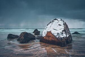 Skagsanden beach, Lofoten islands, Norway photo