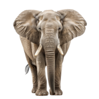 An African elephant is standing on a plain background, a african elephant isolated on transparent background png