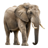 An African elephant stands on a plain background, a african elephant isolated on transparent background png