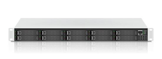 Professional server size 1u with ten 2.5-inch hard drives. Network attached storage on white background. illustration. vector