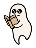 fantasma lettura un' libro illustrazione foglio fantasma Tenere libri spaventoso autunno stagione estetico carino piatto design per libro Gli amanti i regali libresco minimalista schema disegno etichetta design png