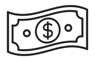 One dollar bill cash money icon minimalist simple drawing illustration finance business bank concept abundance mindset aesthetic financial freedom vision board element transparent background png