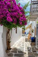 Picturesque Naousa town street on Paros island, Greece photo