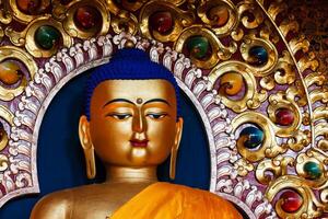 Sakyamuni Buddha statue in Buddhist temple photo