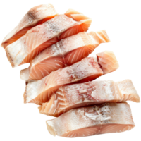 crudo mar pescado cortar dentro piezas, transparente antecedentes png