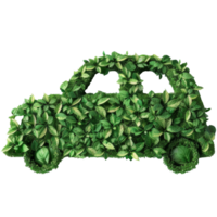 Pile of green leaves in the shape of a car, transparent background png