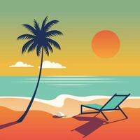 sereno verano atardecer, un tropical escapar. vector