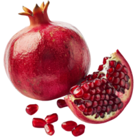 Whole and separated pomegranates, transparent background png