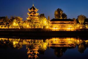 Wangjiang Pavilion in Wangjianglou park. Chengdu, Sichuan, China photo