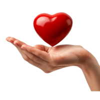 Love Concept Hand Holding Red Heart Isolated on Transparent Background png