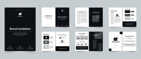 Brand Guideline or Brand Manual Template design A4 size 12 Pages layout vector