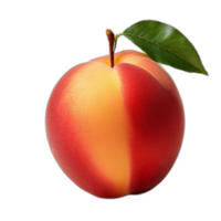 Peach with green leaf on transparent background png