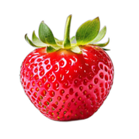 A strawberry is shown on a transparent background png