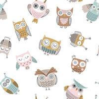 Seamless pattern with owls. Childish background. Ideal for fabrics, textiles, apparel, wallpaper. vector