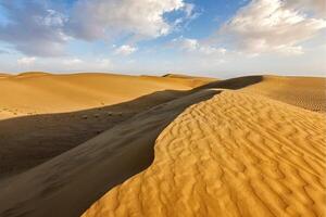 Sand dunes in desert photo