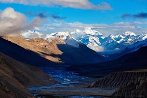 Sunset in Himalayas. Spiti Valley photo