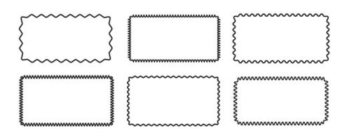 Set of rectangular frame borders with zigzag wavy edges isolated on white background. illustration vector