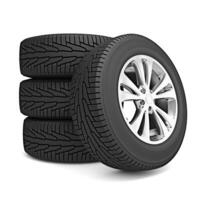 Set of car winter tires isolated photo