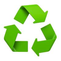 Green recycling symbol isolated on white photo