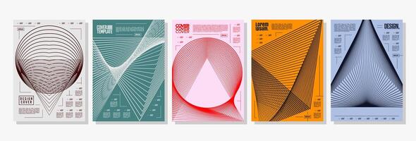 Modern dynamic sharp blend line circle triangle cover set vector