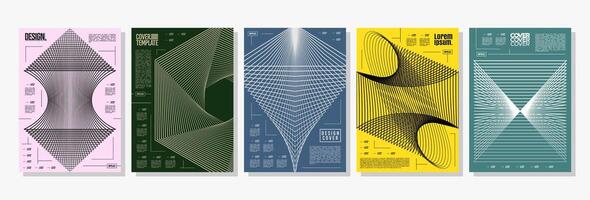 Cyberspace geometric dynamic straight blend line cover set vector