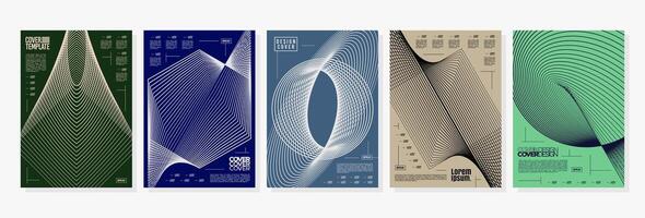 Dynamic motion line abstract cover design bundle vector