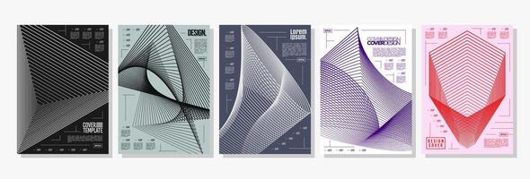 Futuristic digital dynamic stripe line shape cover set vector