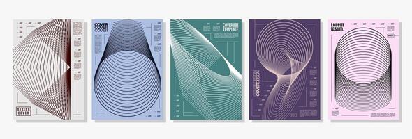 Modern technology motion stripe line abstract cover set vector