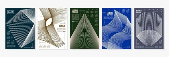 Futuristic dynamic motion line abstract cover design set vector