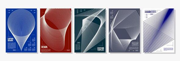 Set of futuristic dynamic straight curve line shape cover vector