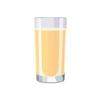 Full glass of yellow juice isolated on white background. illustration in flat style with drink. Clipart for card, banner, flyer, poster design vector