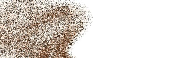 Chocolate and coffee powder, scattered cocoa on a light background. Particles of earth and dust. Brown sand texture.Top view of the cake. vector