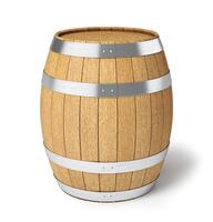 Wooden barrel isolated on white photo