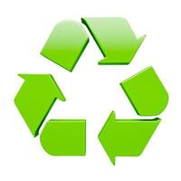 Green recycling symbol isolated on white photo