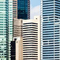 Urban buildings skyscrapers close up photo