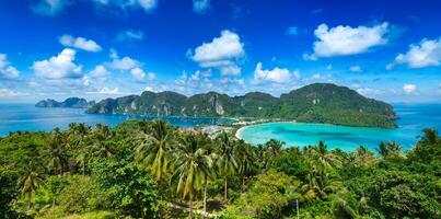 Panorama of tropical island Phi Phi Don and Phi Phi Leh, Thailand photo