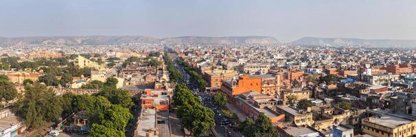 Panorama of aerial view of Jaipur, Rajasthan, India photo